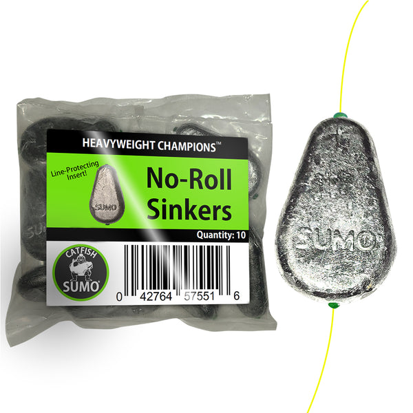 Who sells no-roll sinkers with clean line hole?