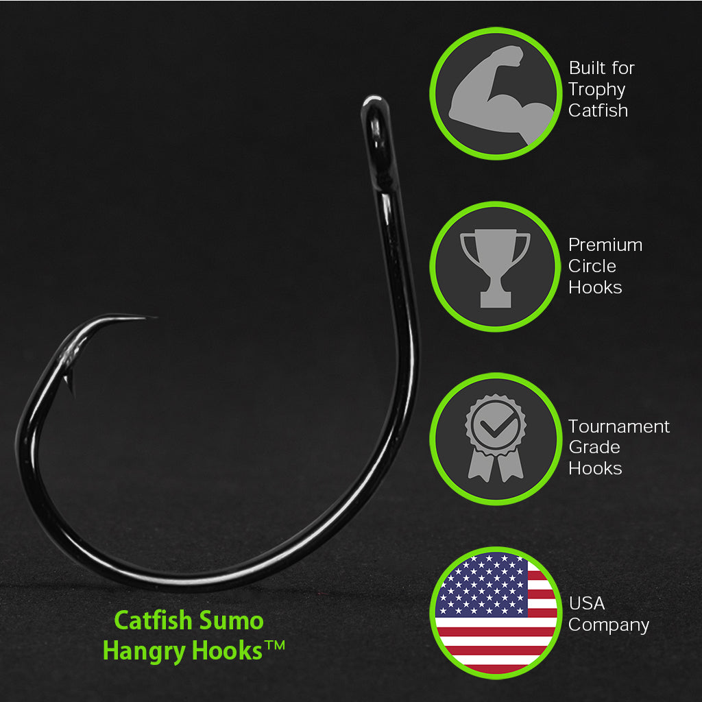 Hangry Hooks , Premium Circle Hooks for Trophy Catfish, 10/0 / 1 Hook Sample