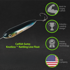 Knotless™ Inline Rattling Line Float for Catfishing Rigs (5 Inches) - Patent Pending