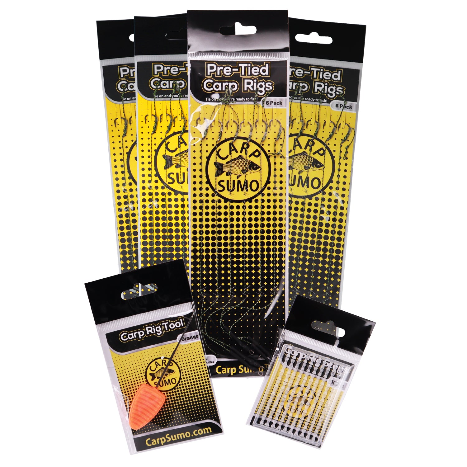 Pre-Tied Carp Rig Set (24 Rigs, Stops, Tool)