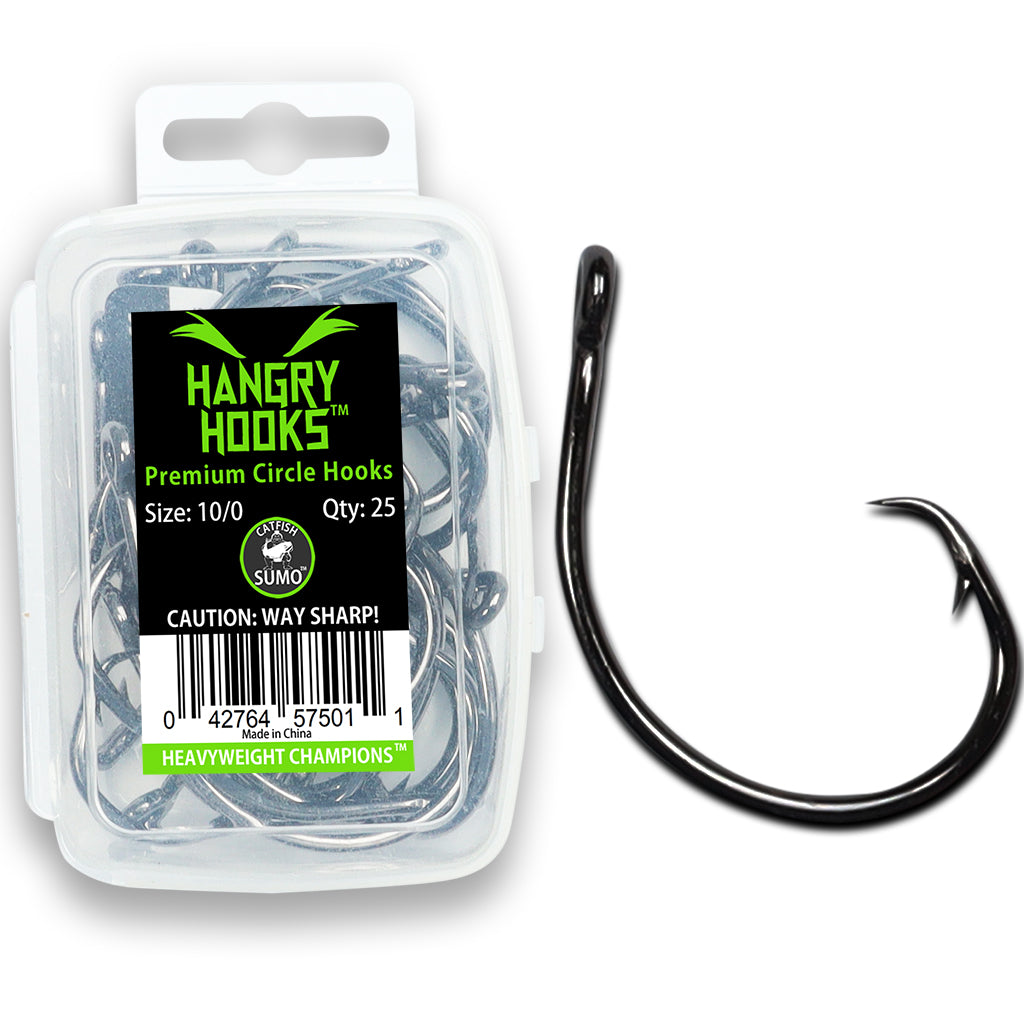 Hangry Hooks, Straight Shank, Circle Hook for Trophy Catfish, Size: 10/0