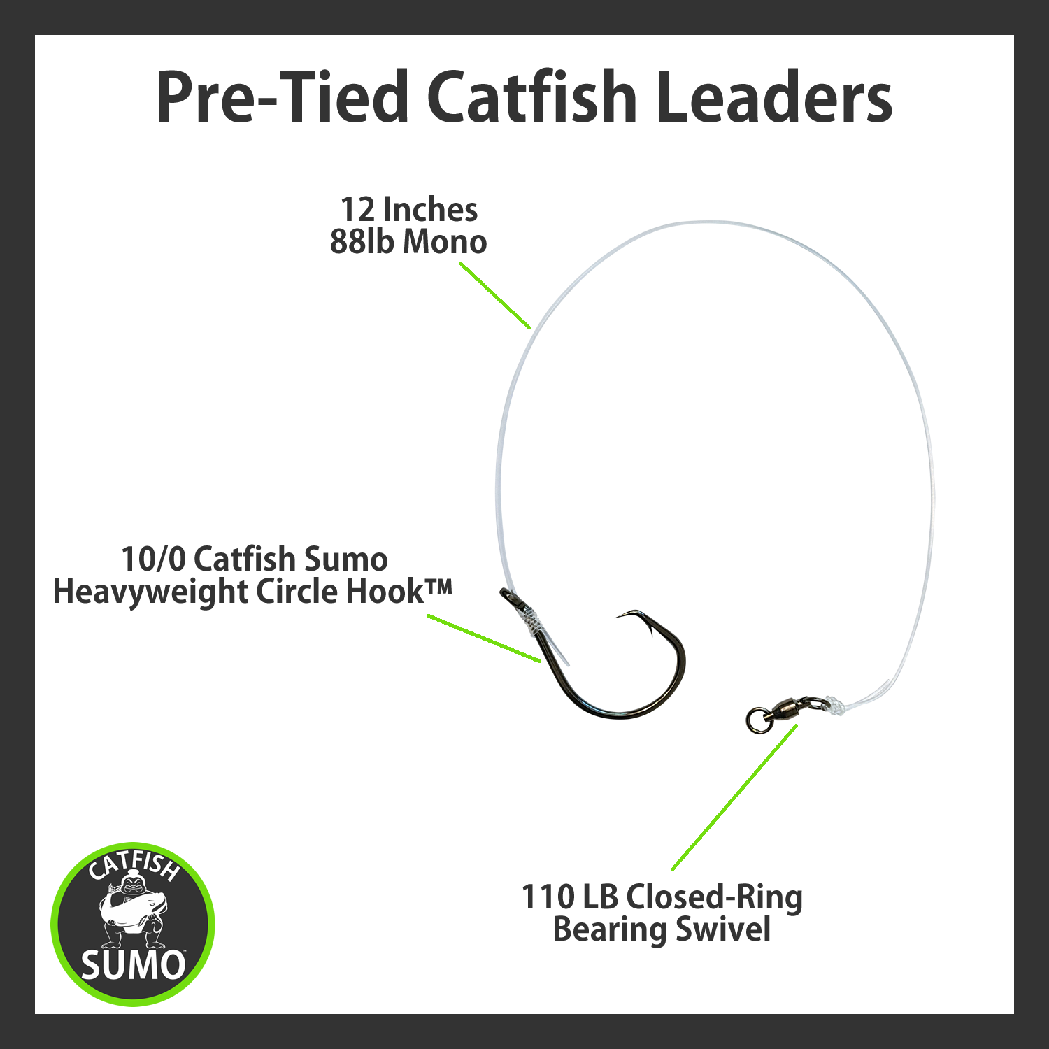 Pre-Tied Trophy Catfishing Leaders - Heavyweight Circle Hook™ / 10/0