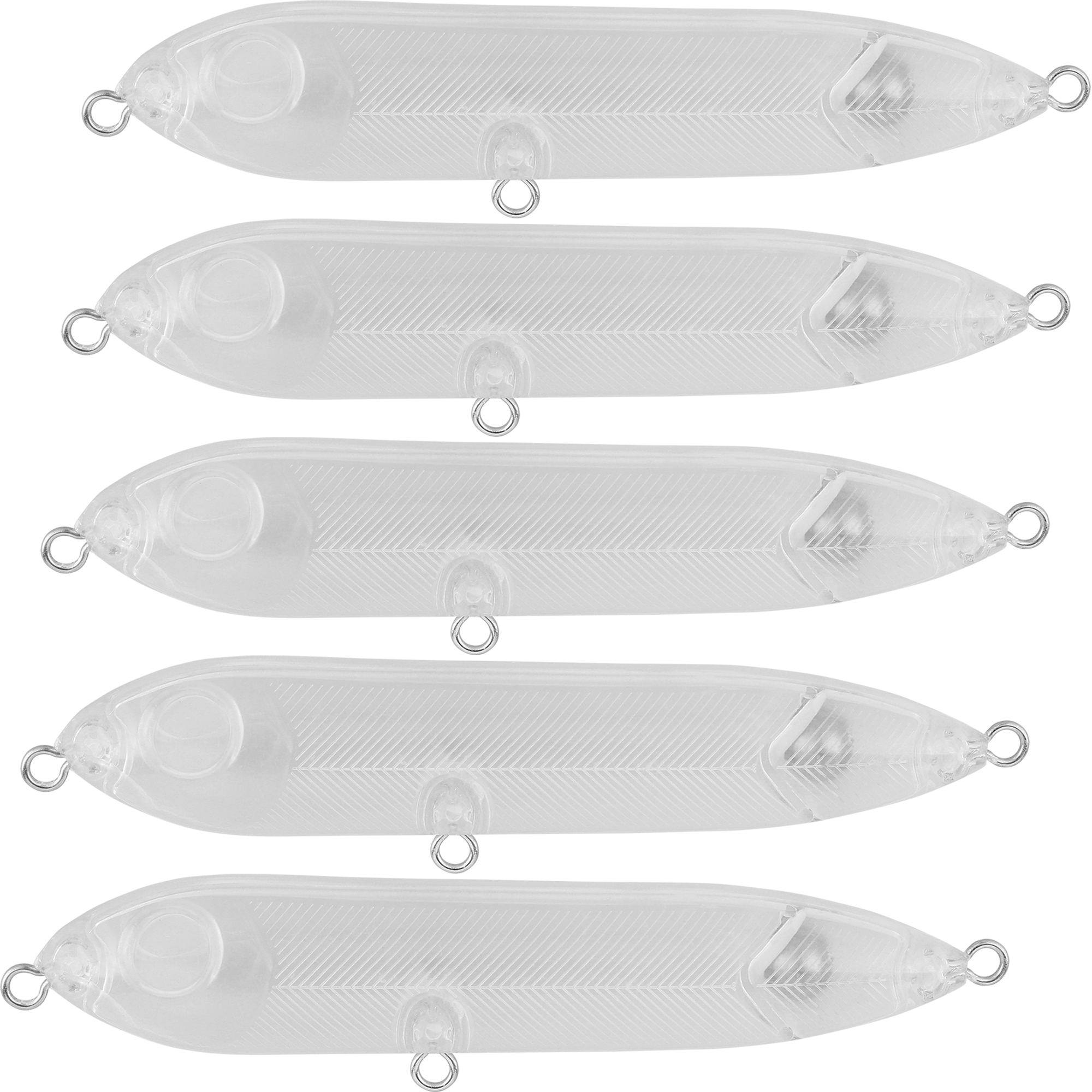 Catfish Rattling Line Float Lure for Catfishing, Demon Dragon Style Peg for Santee Rig Fishing, 4 inch (5-Pack, Clear Unpainted Blank)