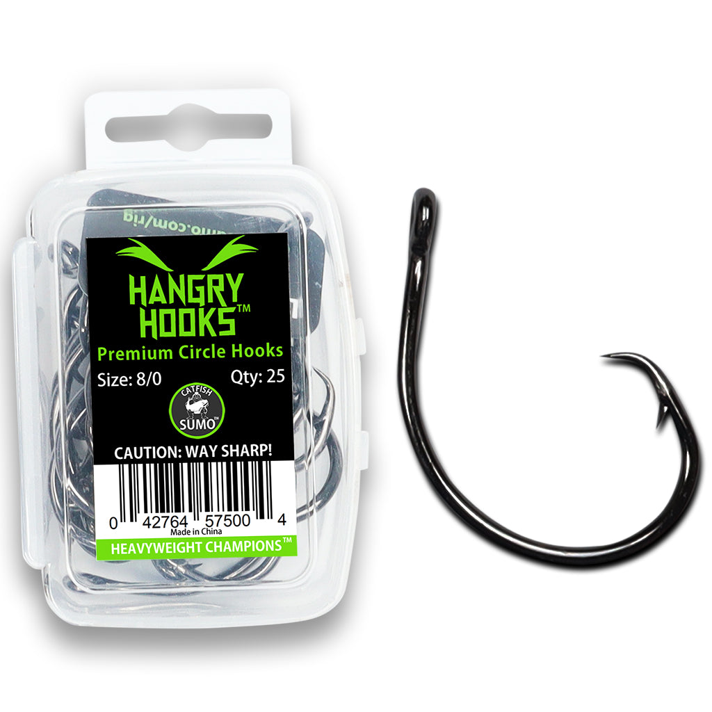 Hangry Hooks, Straight Shank, Circle Hook for Trophy Catfish, Size: 8/0