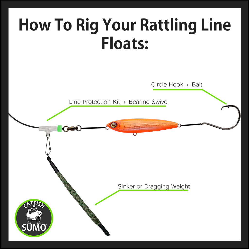 Catfish Rattling Line Float Lure for Catfishing, Demon Dragon Style Peg for  Santee Rig Fishing, 4 inch (3-Pack, Green Crappie) : : Sports,  Fitness & Outdoors