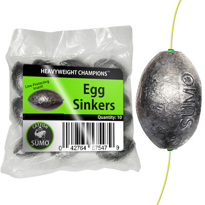 Egg Sinker with Line-Protecting Inserts to Guard Against Damage