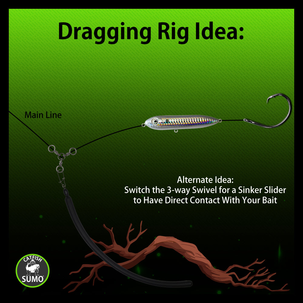 Slip Stick Dragging Weights, Sinkers for Easily Drifting and Trolling Through Snags, Without Hangups, 3oz (5 Pack)