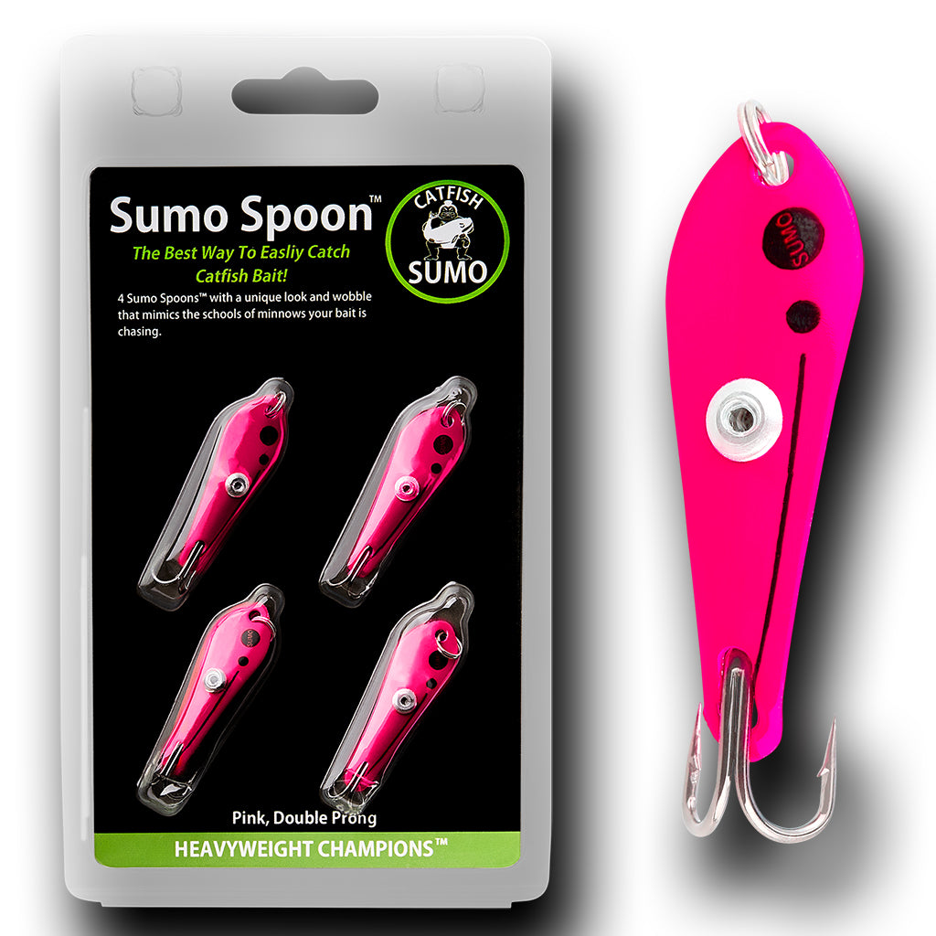 Sumo Spoon - Catfishing Bait Spoon for Skipjack, White Bass, Striped Bass and Other Baitfish, 1 5/8 inch, Pink